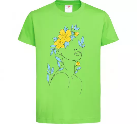Детская футболка Жовто блакитні квіти Лаймовый фото