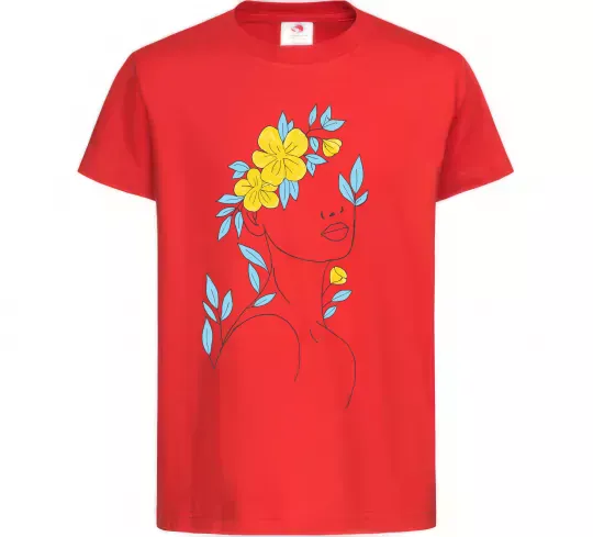 Детская футболка Жовто блакитні квіти Красный фото