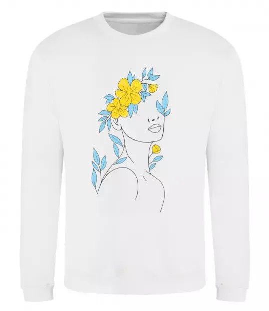 Свитшот Жовто блакитні квіти Белый фото