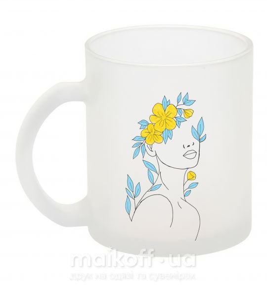 Чашка скляна Жовто блакитні квіти Фроузен фото