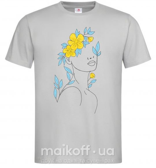 Мужская футболка Жовто блакитні квіти Серый фото