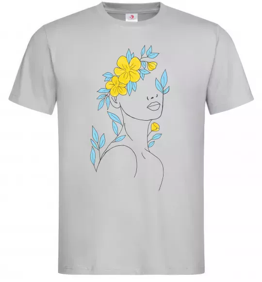 Чоловіча футболка Жовто блакитні квіти Сірий фото