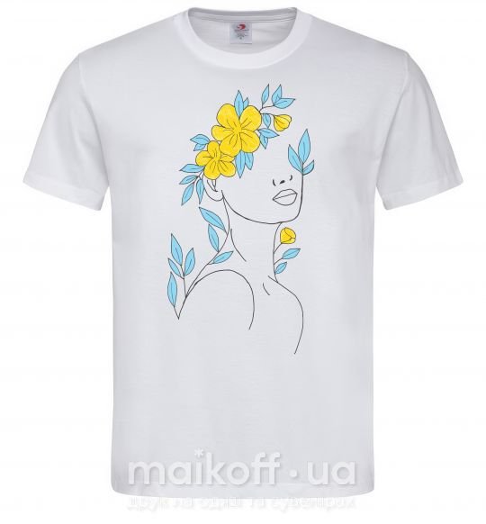 Мужская футболка Жовто блакитні квіти Белый фото