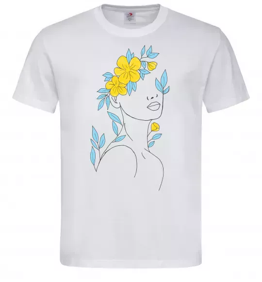 Чоловіча футболка Жовто блакитні квіти Білий фото