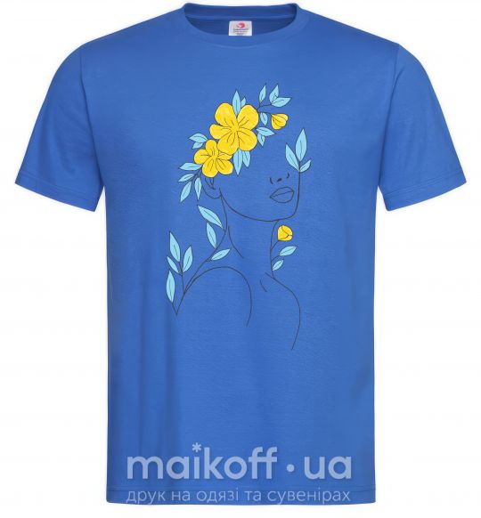 Мужская футболка Жовто блакитні квіти Ярко-синий фото