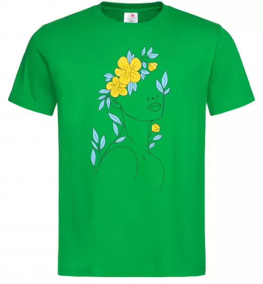 Чоловіча футболка Жовто блакитні квіти Зелений фото