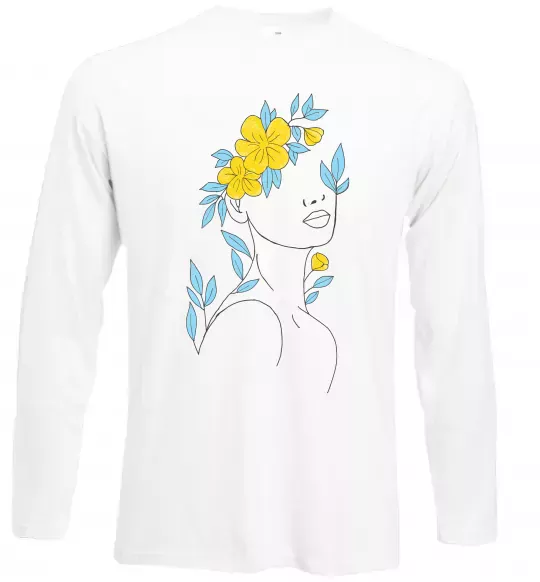 Лонгслив Жовто блакитні квіти Белый фото