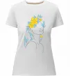 Жіноча преміум футболка Жовто блакитні квіти Білий фото