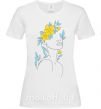 Женская футболка Жовто блакитні квіти Белый фото