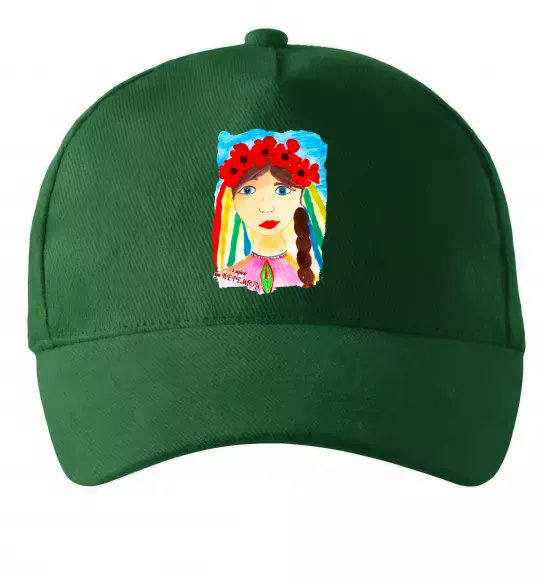 Кепка Українка у вінку Темно-зеленый фото