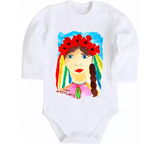 Детский боди Українка у вінку Белый фото