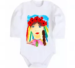 Детский боди Українка у вінку Белый фото