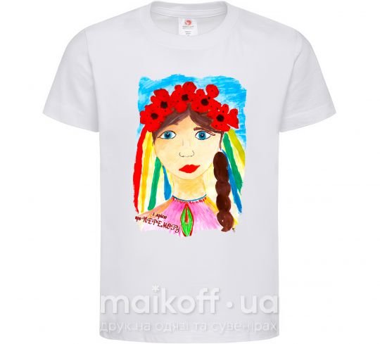 Дитяча футболка Українка у вінку Білий фото