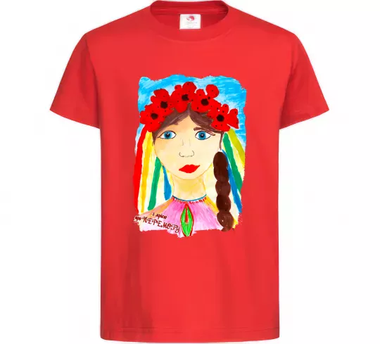 Дитяча футболка Українка у вінку Червоний фото