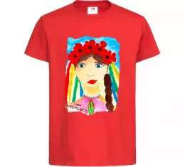 Детская футболка Українка у вінку Красный фото