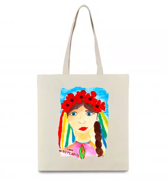 Еко-сумка Українка у вінку Бежевий фото