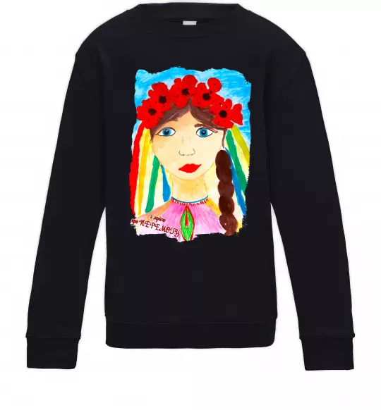 Дитячий світшот Українка у вінку Чорний фото