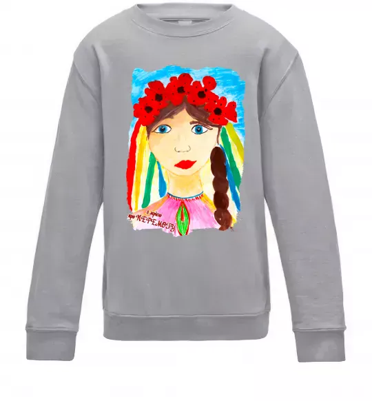 Дитячий світшот Українка у вінку Сірий меланж фото