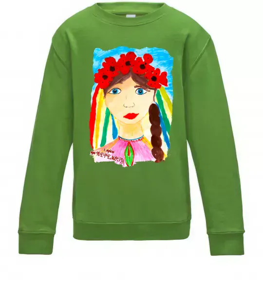 Дитячий світшот Українка у вінку Лаймовий фото