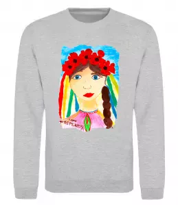 Свитшот Українка у вінку Серый меланж фото