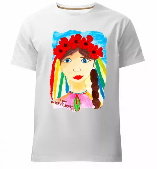 Чоловіча преміум футболка Українка у вінку Білий фото