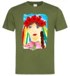 Чоловіча футболка Українка у вінку Оливковий фото