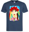 Чоловіча футболка Українка у вінку Темно-синій фото