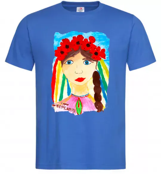 Чоловіча футболка Українка у вінку Яскраво-синій фото