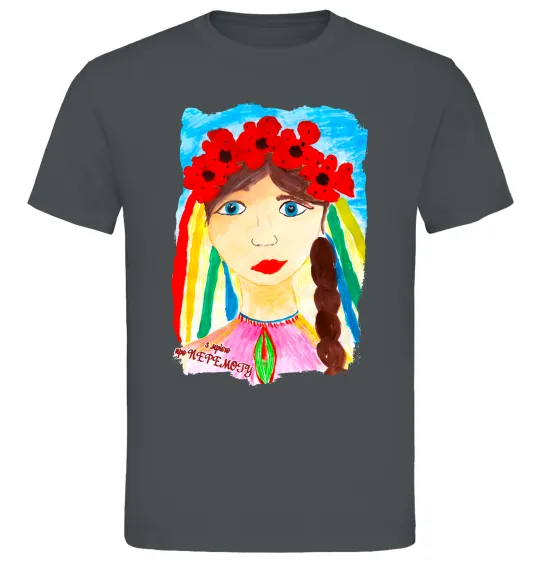 Чоловіча футболка Українка у вінку Графіт фото