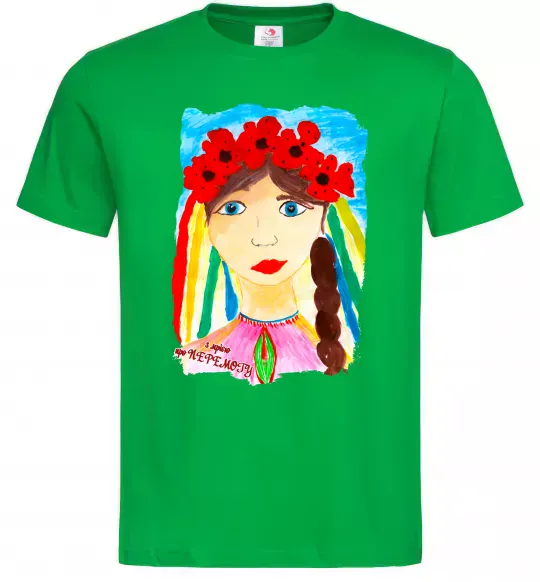 Чоловіча футболка Українка у вінку Зелений фото
