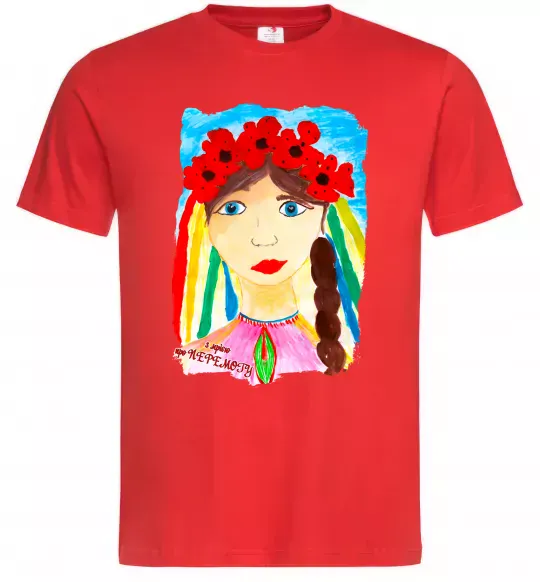 Чоловіча футболка Українка у вінку Червоний фото