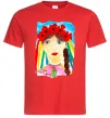 Чоловіча футболка Українка у вінку Червоний фото