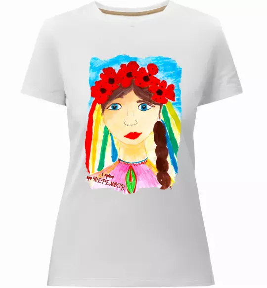 Женская премиум футболка Українка у вінку Белый фото