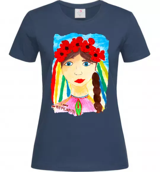 Женская футболка Українка у вінку Темно-синий фото