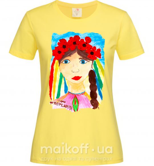 Жіноча футболка Українка у вінку Лимонний фото
