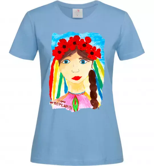Женская футболка Українка у вінку Голубой фото
