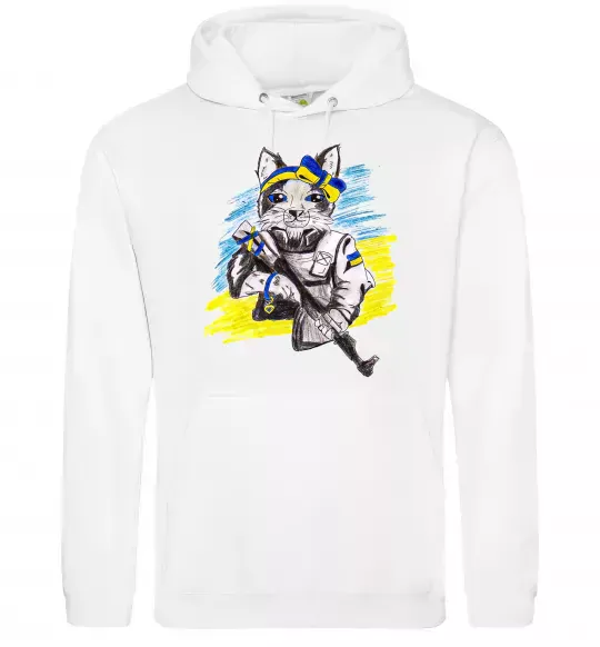 Жіноча толстовка (худі) Котик ЗСУ Білий фото