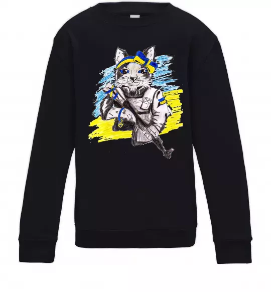 Детский Свитшот Котик ЗСУ Черный фото