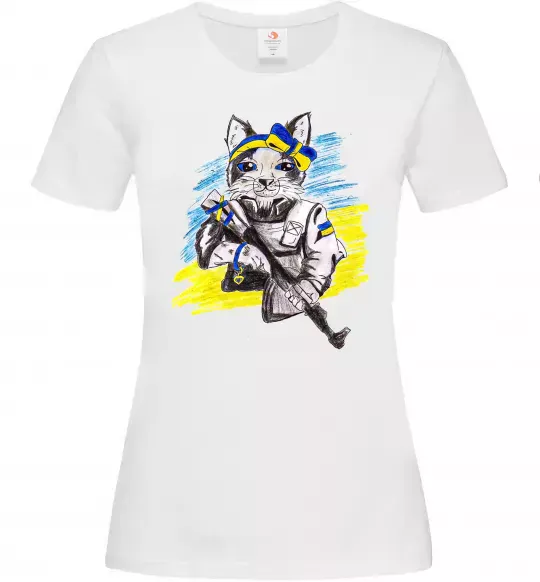 Жіноча футболка Котик ЗСУ Білий фото
