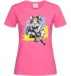 Жіноча футболка Котик ЗСУ Яскраво-рожевий фото