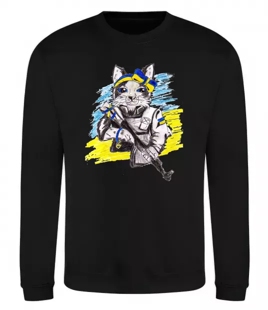 Світшот Котик ЗСУ Чорний фото