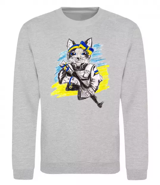 Світшот Котик ЗСУ Сірий меланж фото