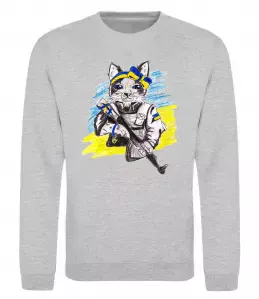 Свитшот Котик ЗСУ Серый меланж фото