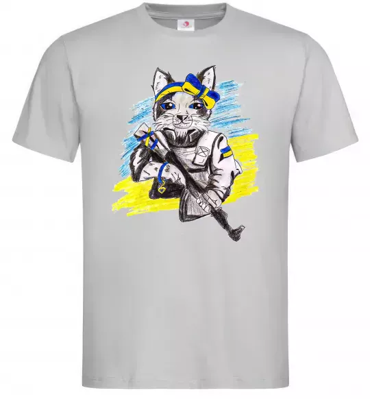 Мужская футболка Котик ЗСУ Серый фото