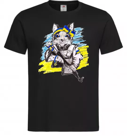 Мужская футболка Котик ЗСУ Черный фото