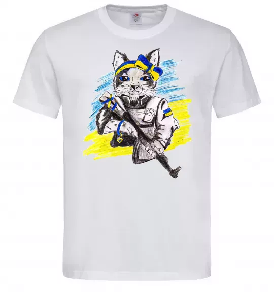 Мужская футболка Котик ЗСУ Белый фото