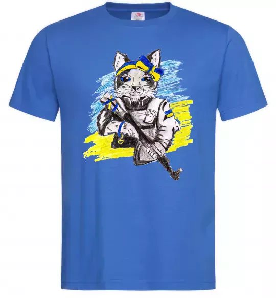 Мужская футболка Котик ЗСУ Ярко-синий фото