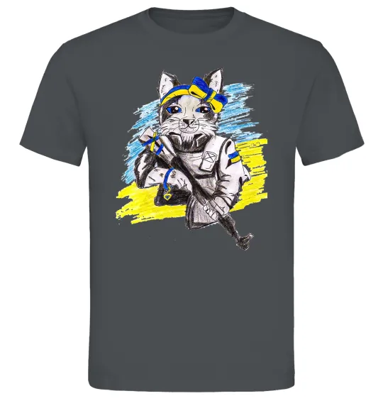 Мужская футболка Котик ЗСУ Графит фото