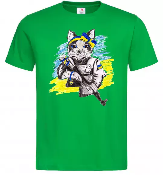 Мужская футболка Котик ЗСУ Зеленый фото