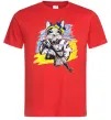Мужская футболка Котик ЗСУ Красный фото